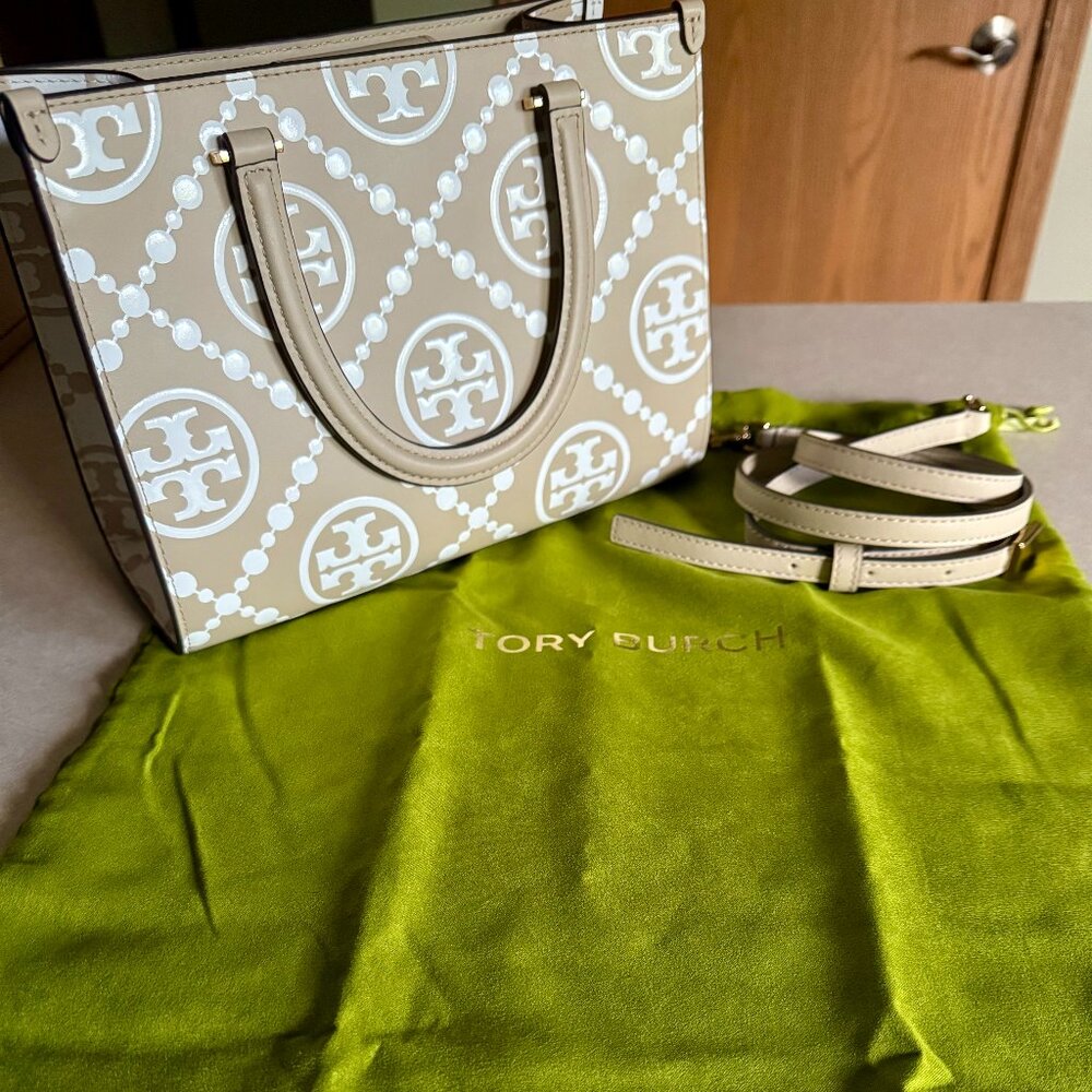 Tory Burch - T Monogram Contrast Embossed Tote - Great Condition!